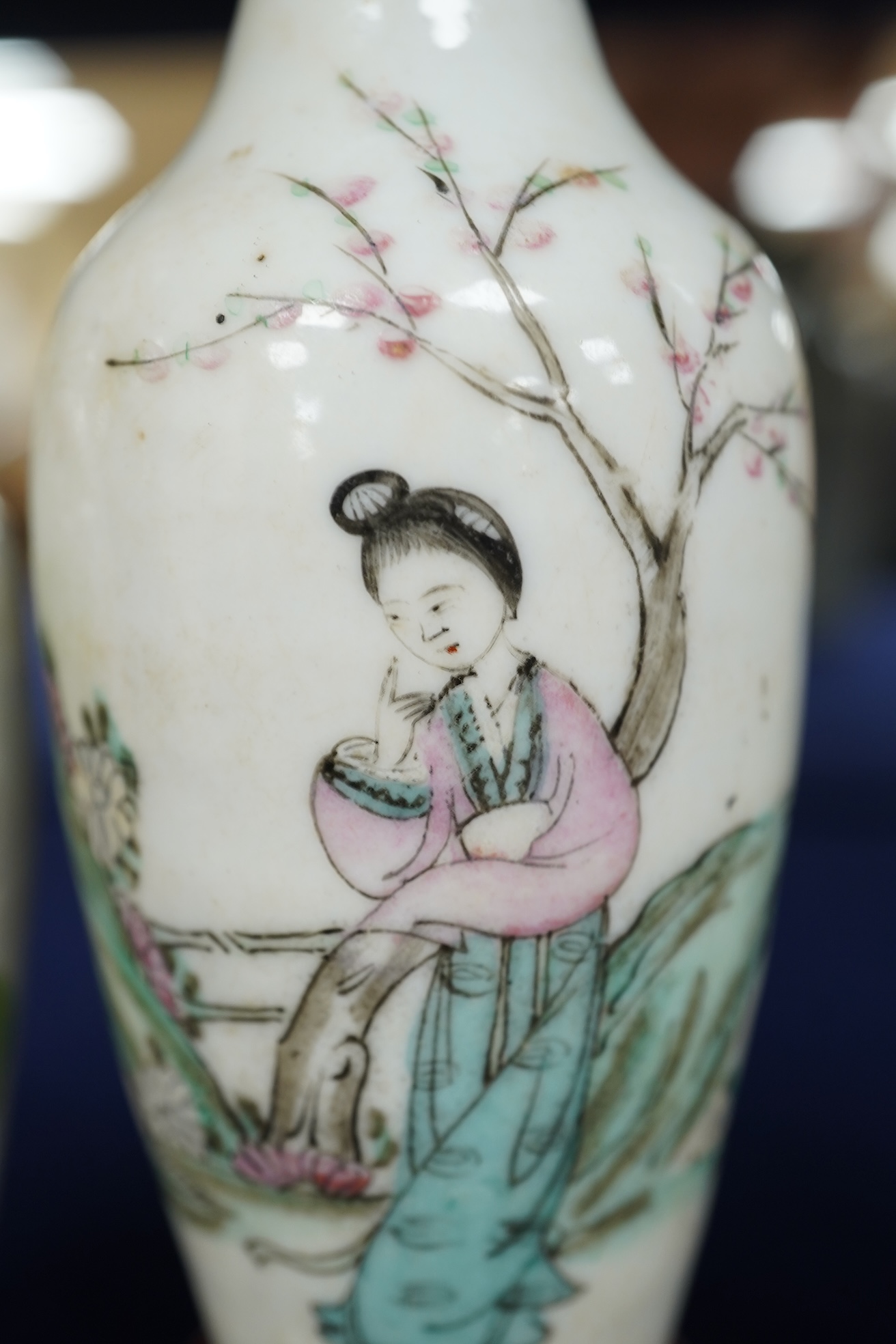Three Chinese miniature enamelled porcelain vases and a water pot; early 20th century, tallest 13.5cm